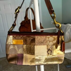 Vintage Coach Multi Brown Metallic Patchwork Small Shoulder Bag -women’s